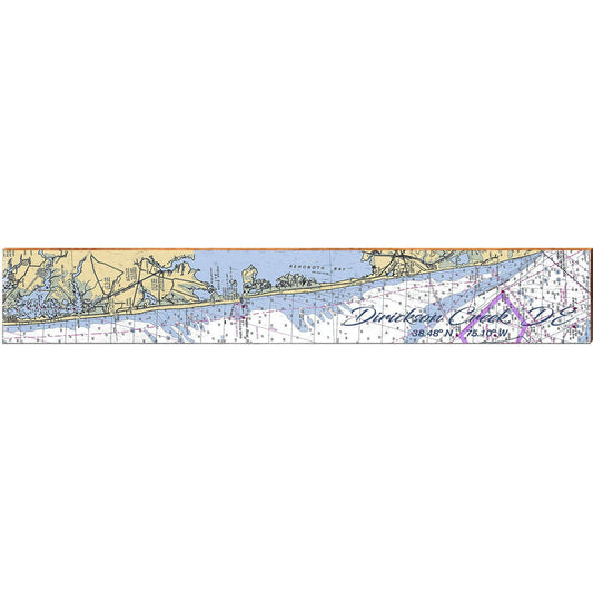Dirickson Creek, DE NOAA Chart Map | Wall Art Print on Real Wood