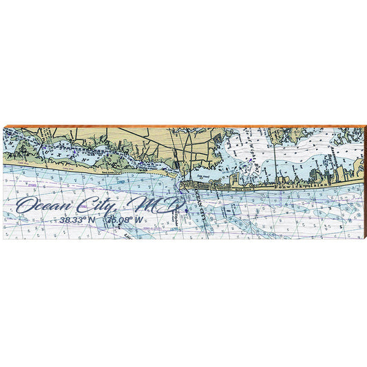 Ocean City, MD NOAA Chart Map | Wall Art Print on Real Wood
