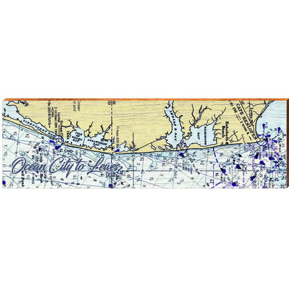 Ocean City, Maryland to Lewes, Delaware Map Wooden Sign | Wall Art Print on Real Wood