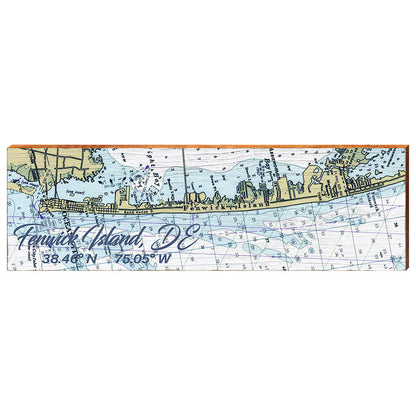 Fenwick Island, Delaware Navigational Chart Wall Art | Wall Art Print on Real Wood