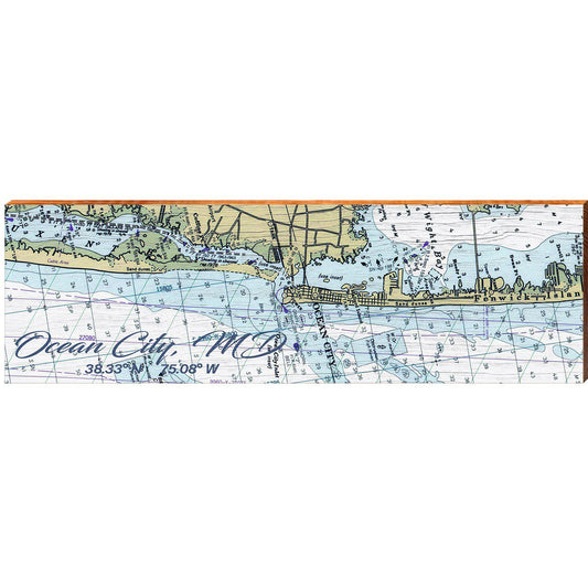 Ocean City, Maryland Latitude Longitude Map Wooden Sign | Wall Art Print on Real Wood