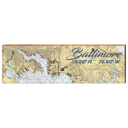 Baltimore, Maryland Navigational Styled Chart Wall Art | Wall Art Print on Real Wood