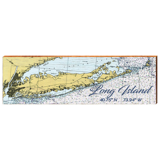 Long Island, New York Navigational Styled Chart Wall Art | Wall Art Print on Real Wood