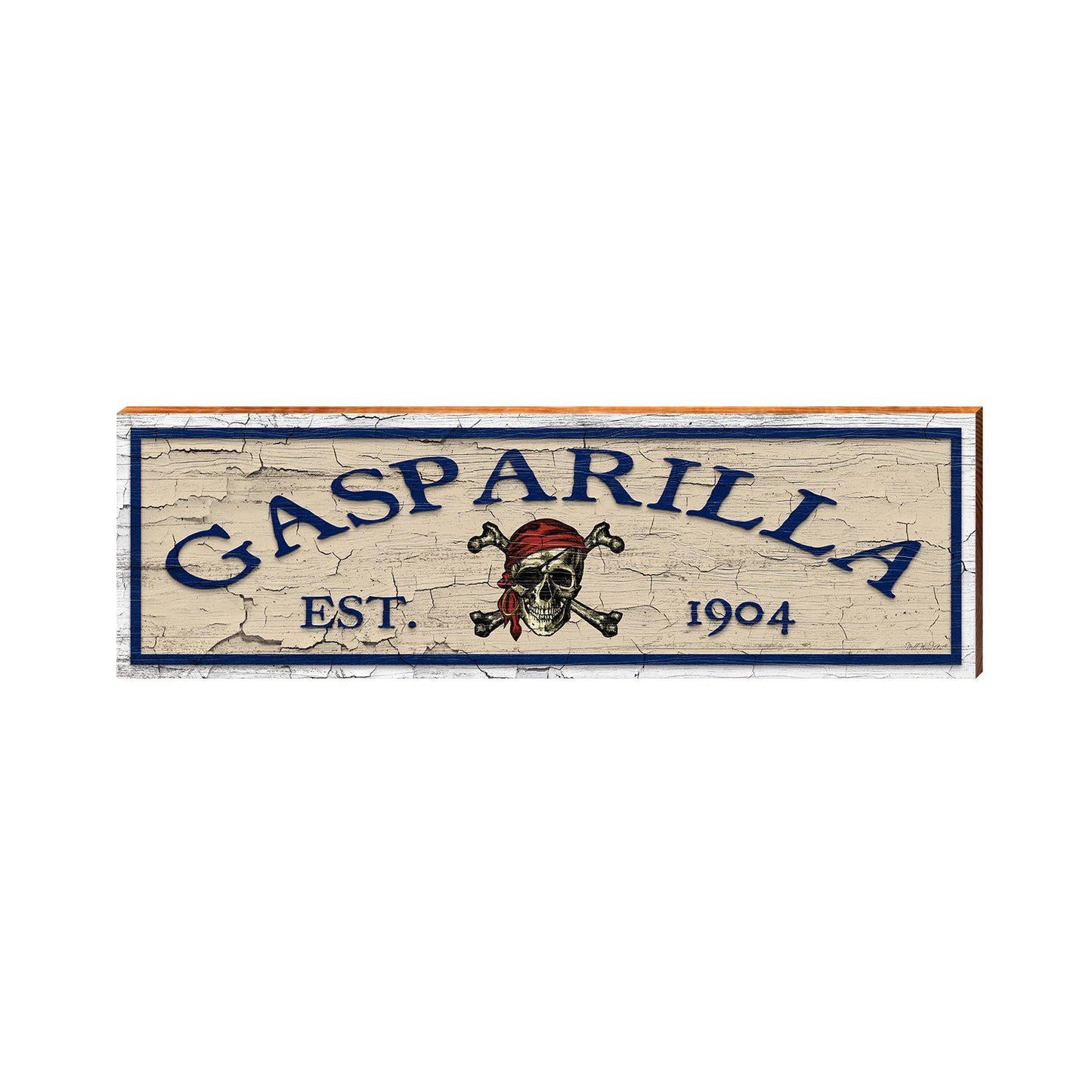 Gasparilla Skull & Crossbones Est 1904 Peach | Wall Art Print on Real Wood