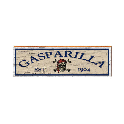 Gasparilla Skull & Crossbones Est 1904 Peach | Wall Art Print on Real Wood