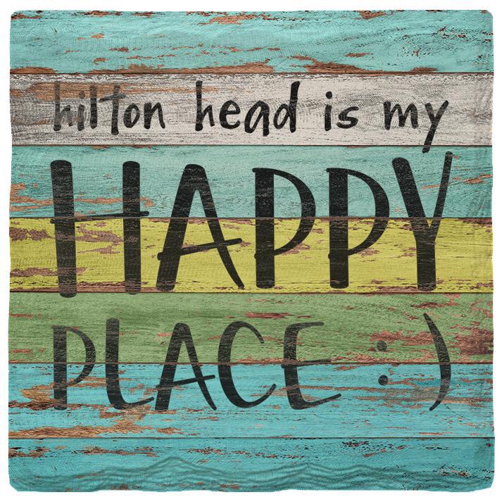 Hilton Head is My Happy Place Blue/Yellow | Absorbent Ceramic Drink Coaster