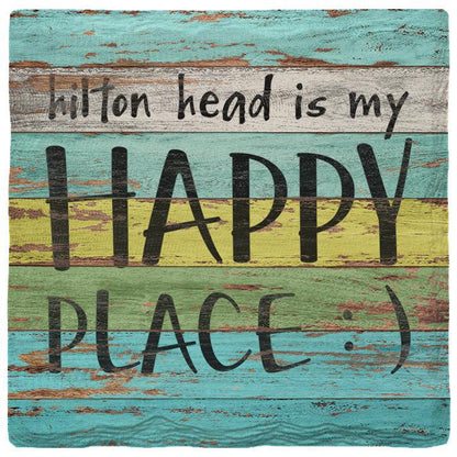 Hilton Head is My Happy Place Blue/Yellow | Absorbent Ceramic Drink Coaster