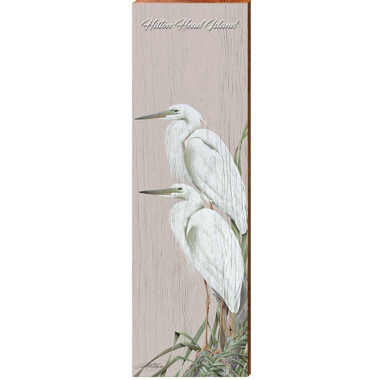 Hilton Head Island Art Lamay's Egrets   | Wall Art Print on Real Wood