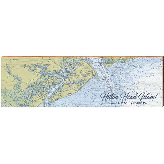 Hilton Head Island NOAA Chart Map   | Wall Art Print on Real Wood