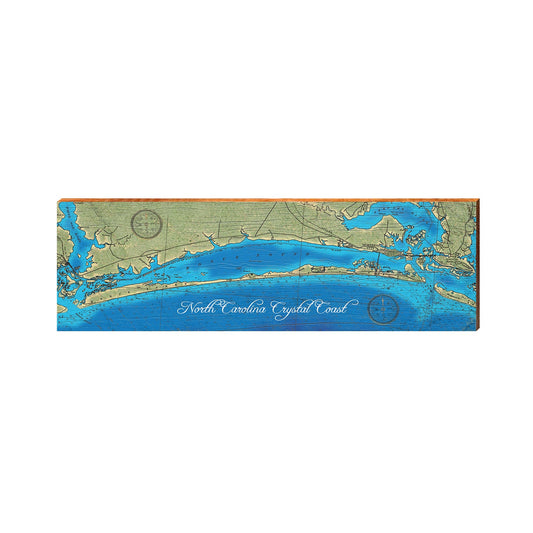 North Carolina Crystal Coast Satellite Map | Real Wood Art Print