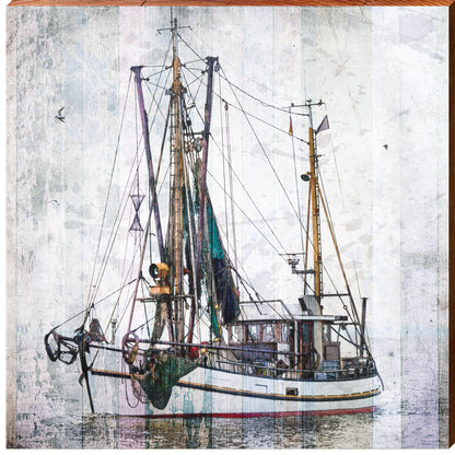 Shrimp Boat Trawler Wooden Sign | Wall Art Print on Real Wood