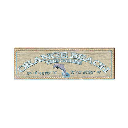 Orange Beach The Caribe Dolphin Peach Latitude Longitude | Wall Art Print on Real Wood