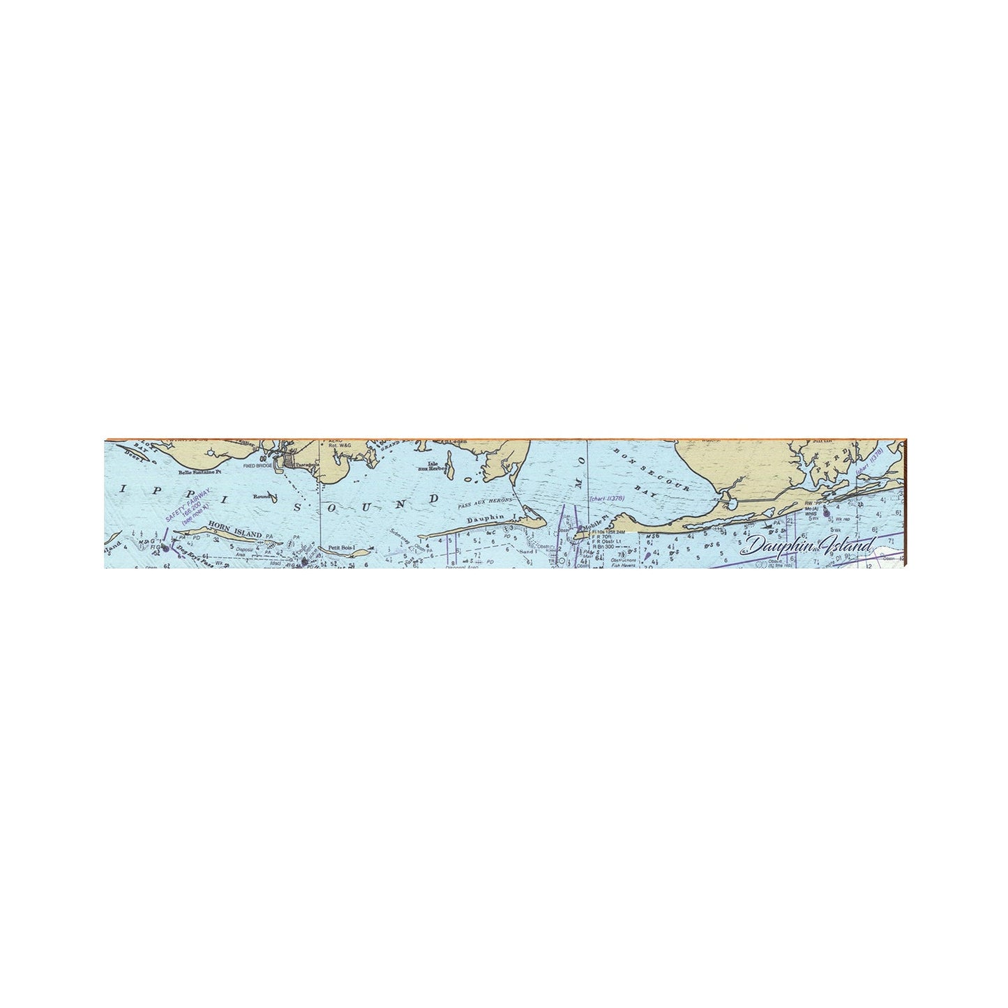 Dauphin Island NOAA Chart Map | Wall Art Print on Real Wood
