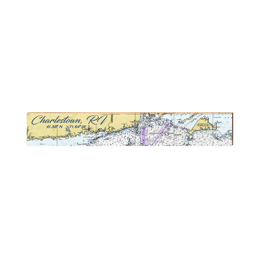 Charlestown, RI NOAA Chart Map | Wall Art Print on Real Wood