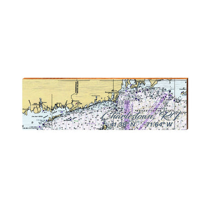 Charlestown, RI NOAA Chart Map | Wall Art Print on Real Wood