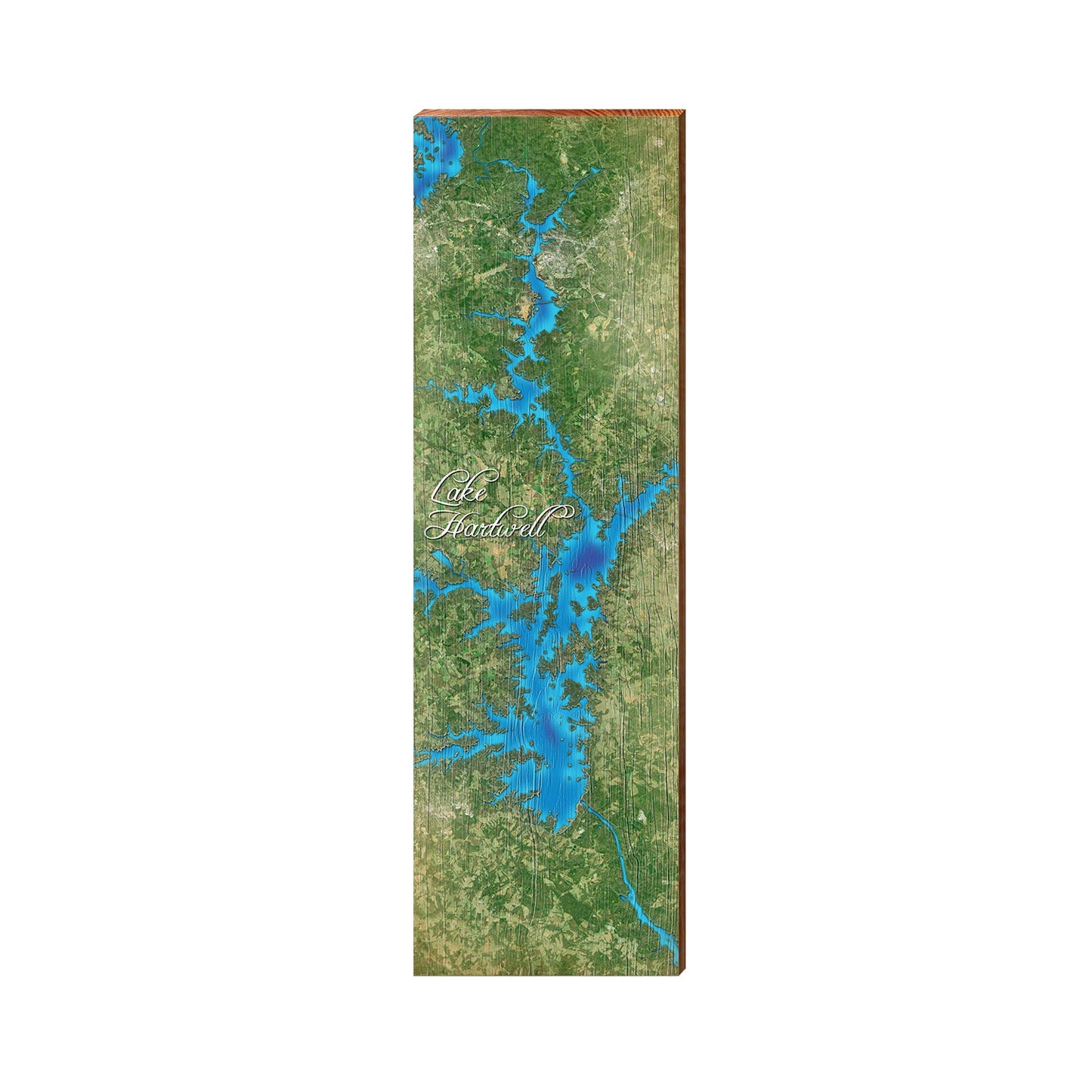 Lake Hartwell Satellite Map | Real Wood Art Print