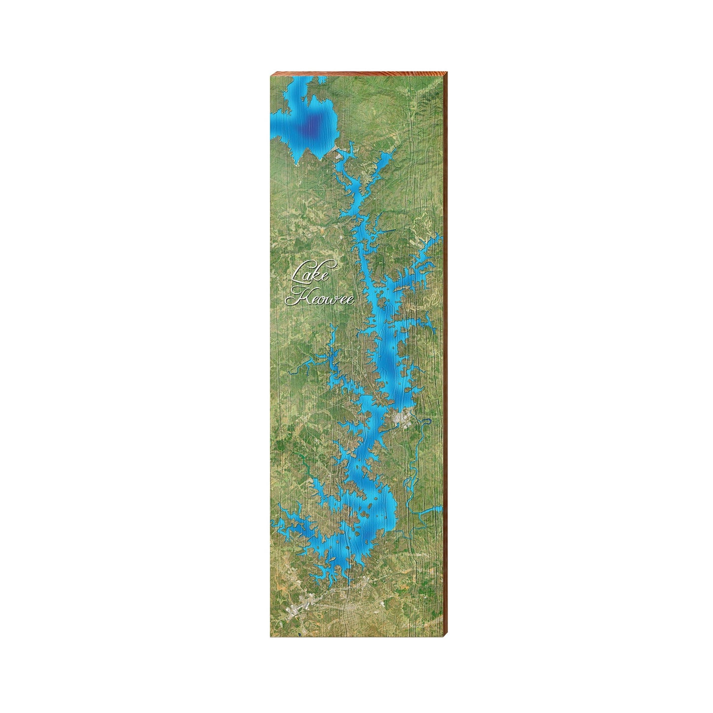 Lake Keowee Satellite Map | Real Wood Art Print