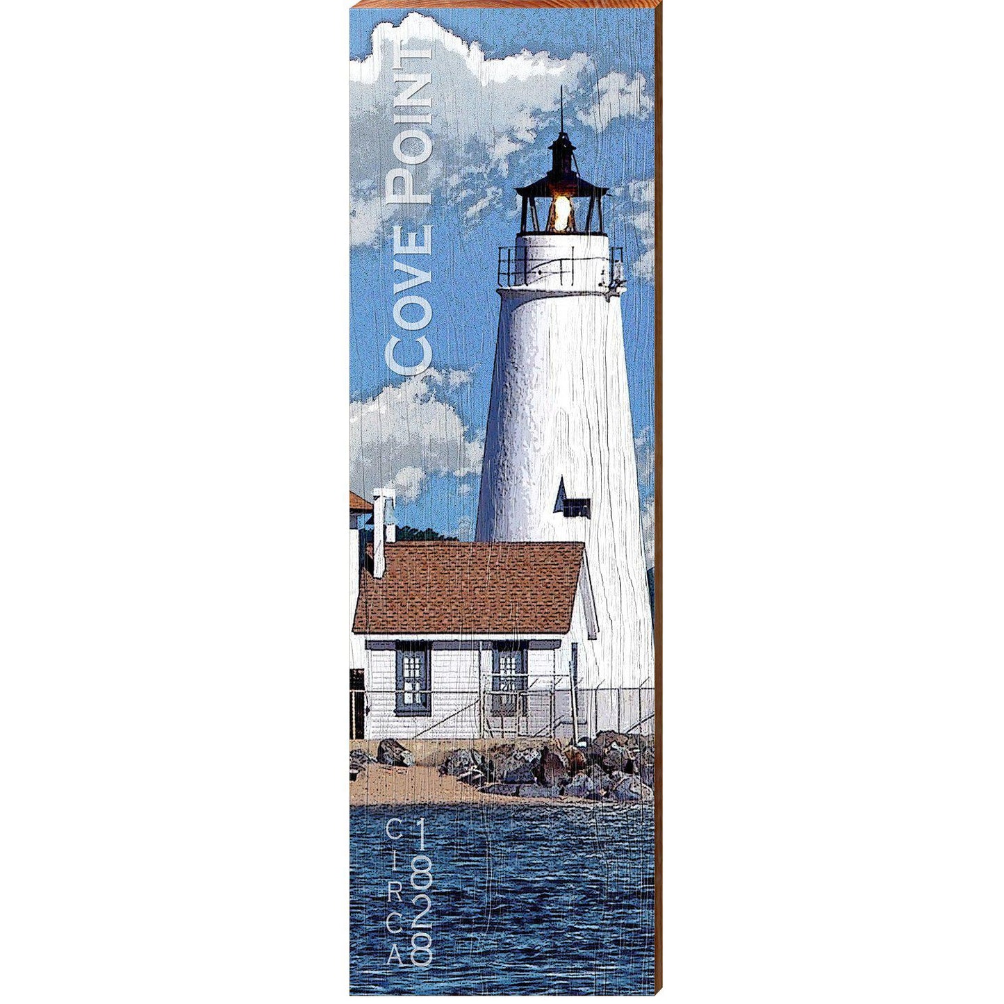 Cove Point Lighthouse | Wall Art Print on Real Wood