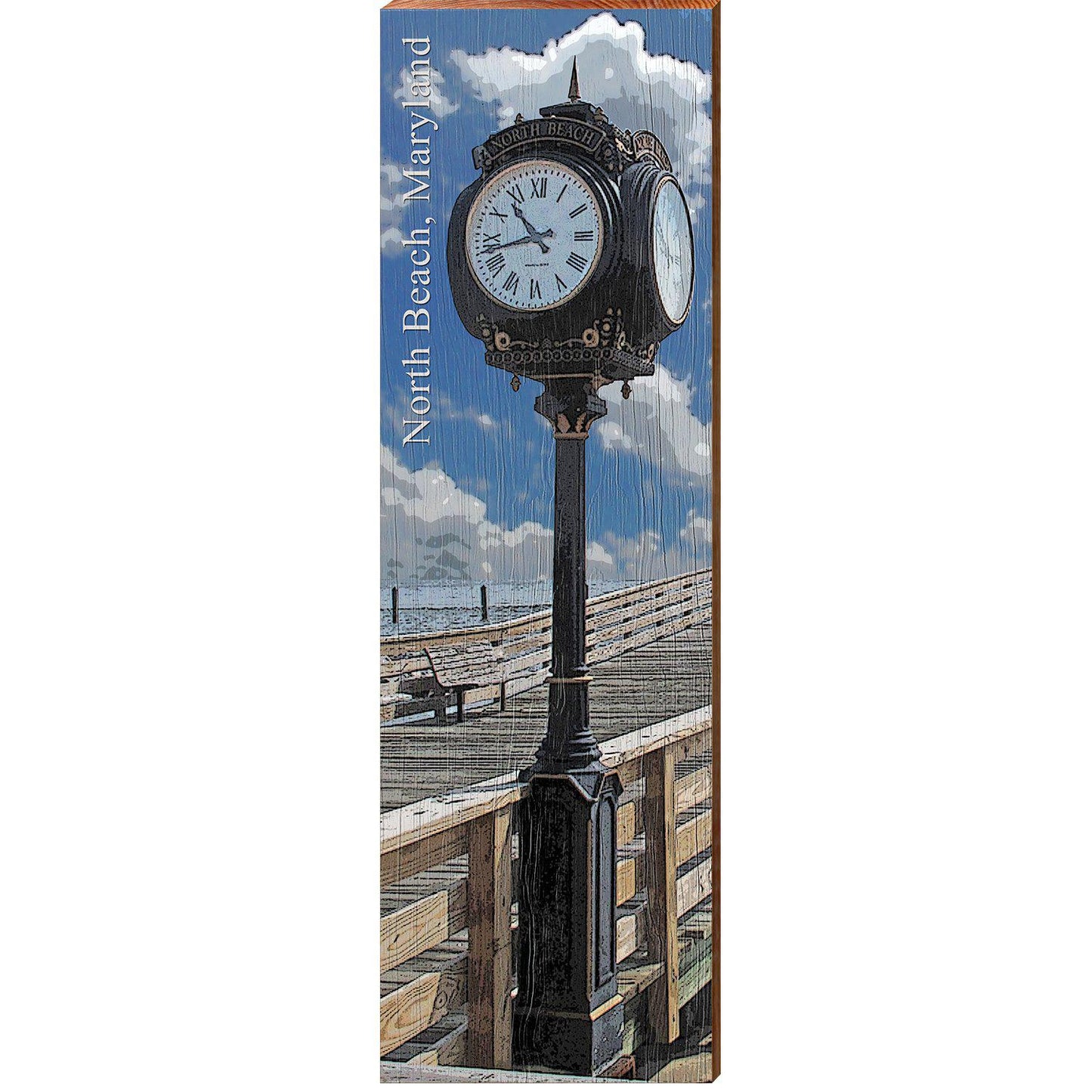 North Beach, Maryland Clock | Wall Art Print on Real Wood