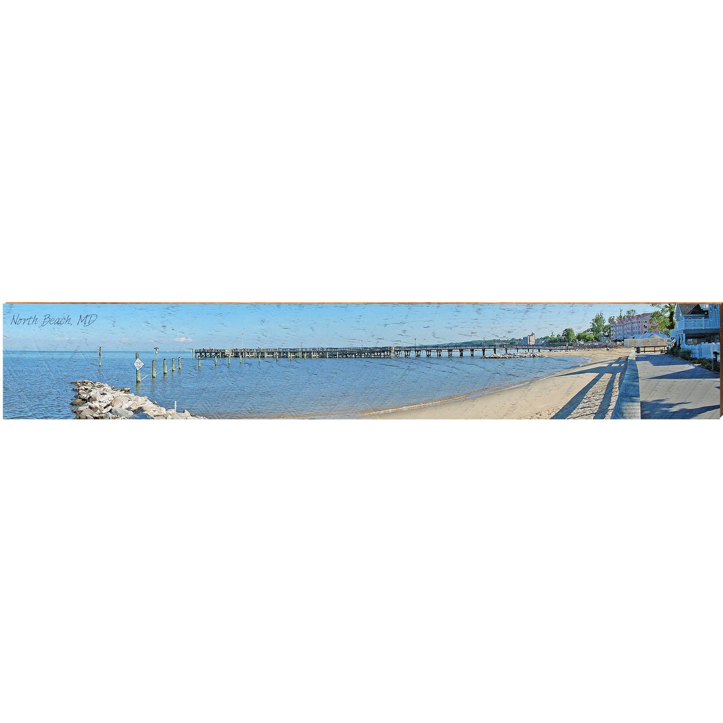 North Beach, MD Pier | Wall Art Print on Real Wood
