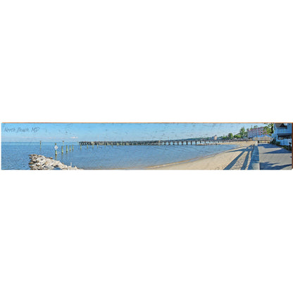 North Beach, MD Pier | Wall Art Print on Real Wood