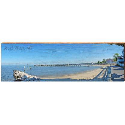 North Beach, MD Pier | Wall Art Print on Real Wood