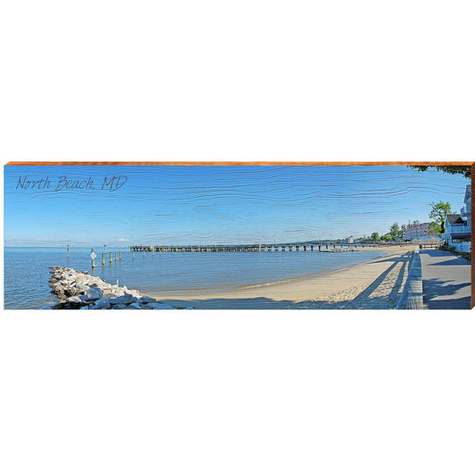 North Beach, MD Pier | Wall Art Print on Real Wood