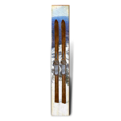 Vintage Skis Large | Wall Art Print on Real Wood