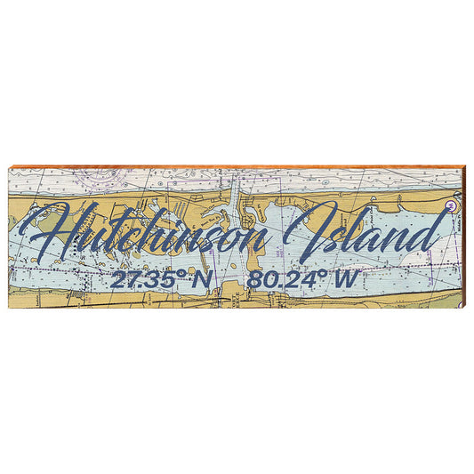 Hutchinson Island, Florida Latitude Longitude Map Wooden Sign | Wall Art Print on Real Wood