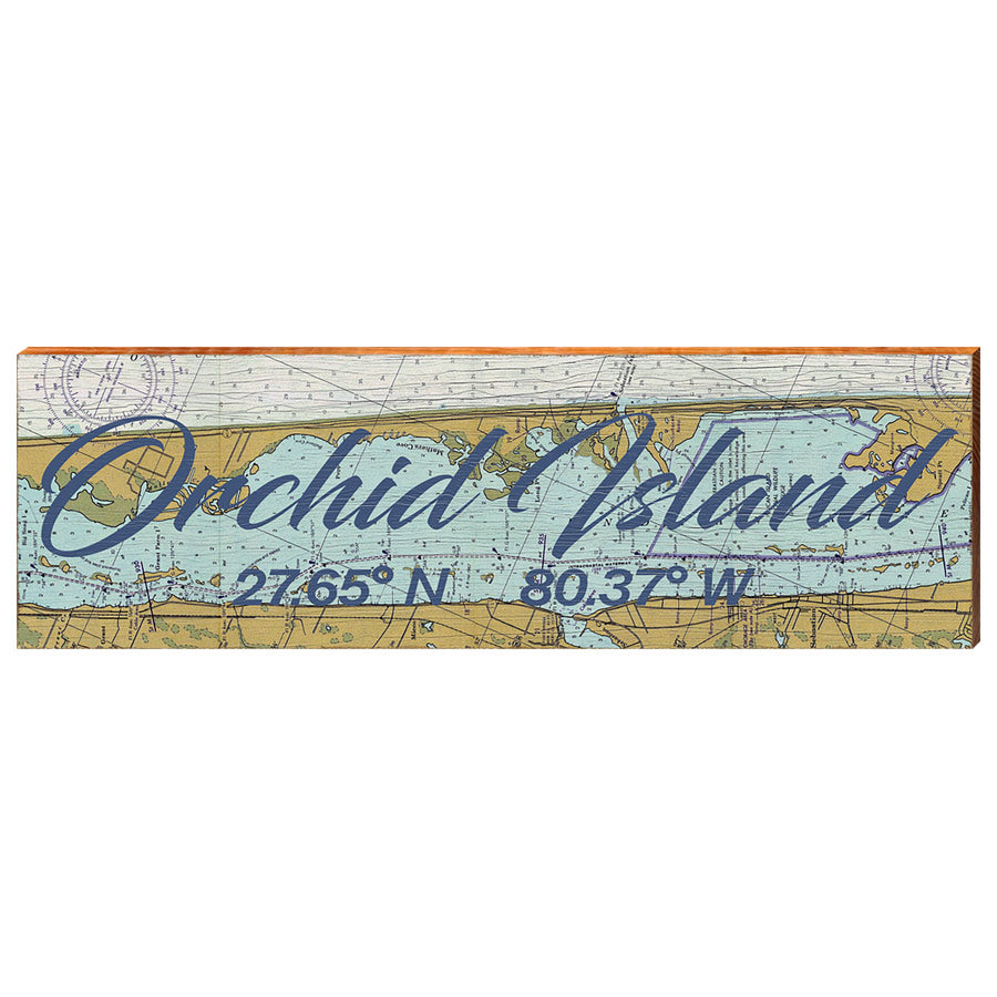 Orchid Island, Florida Map Latitude Longitude Wooden Sign | Wall Art Print on Real Wood