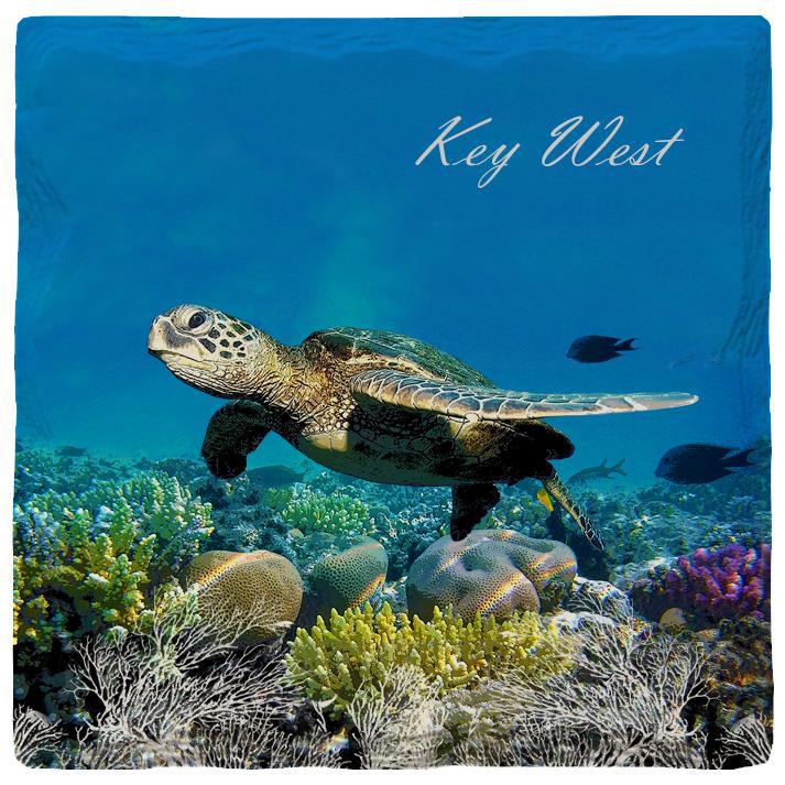 Key West Sea Turtle Latitude Longitude | Absorbent Ceramic Drink Coaster