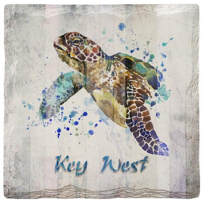 Key West Watercolor Sea Turtle | Absorbent Ceramic Drink Coaster