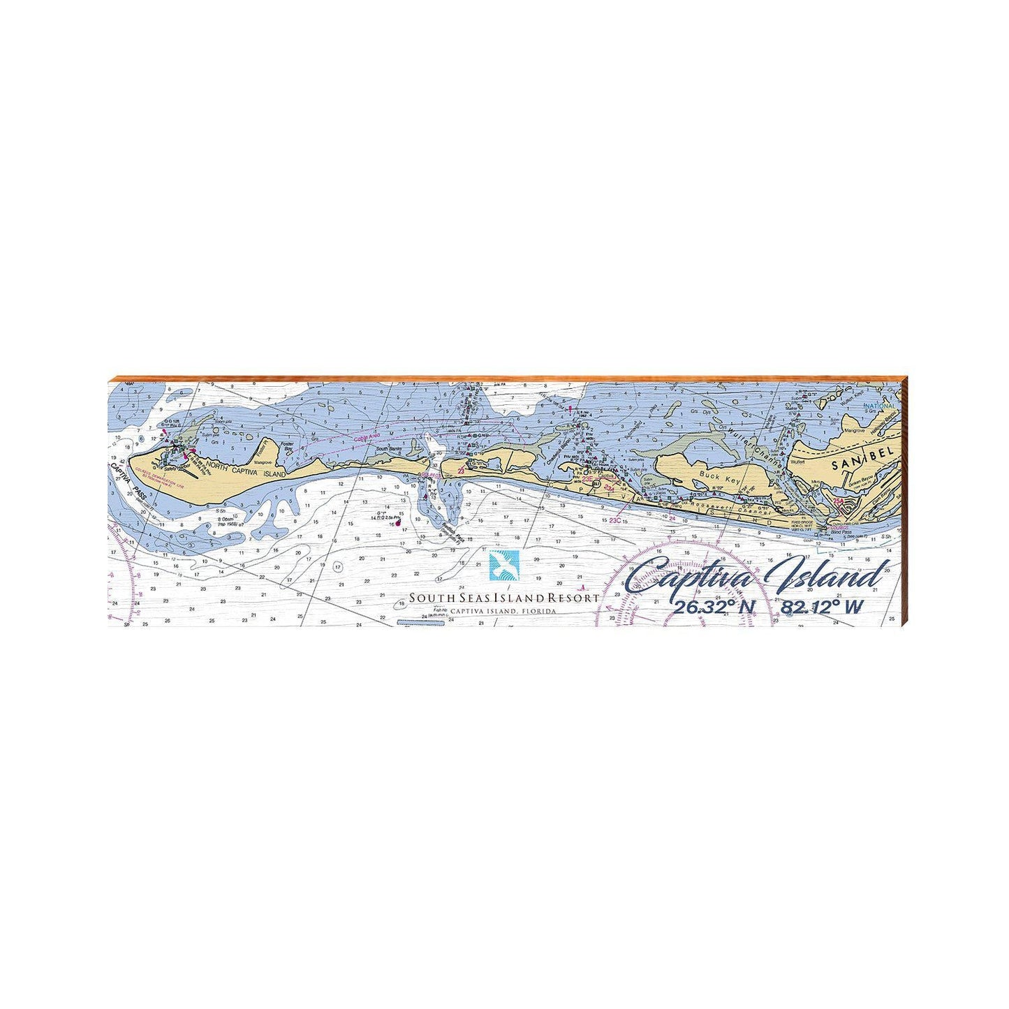 Captiva Island, Florida Map Wooden Sign | Wall Art Print on Real Wood