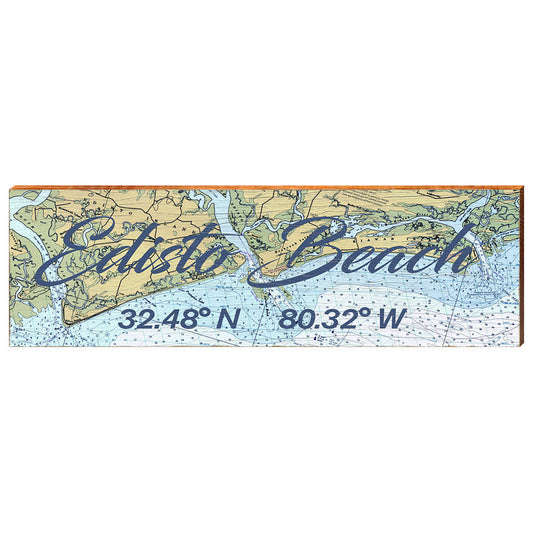 Edisto Beach, South Carolina Navigational Styled Chart Wall Art | Wall Art Print on Real Wood