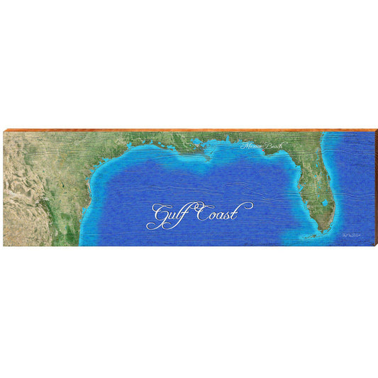 Gulf Coast Map | Wall Art Print on Real Wood