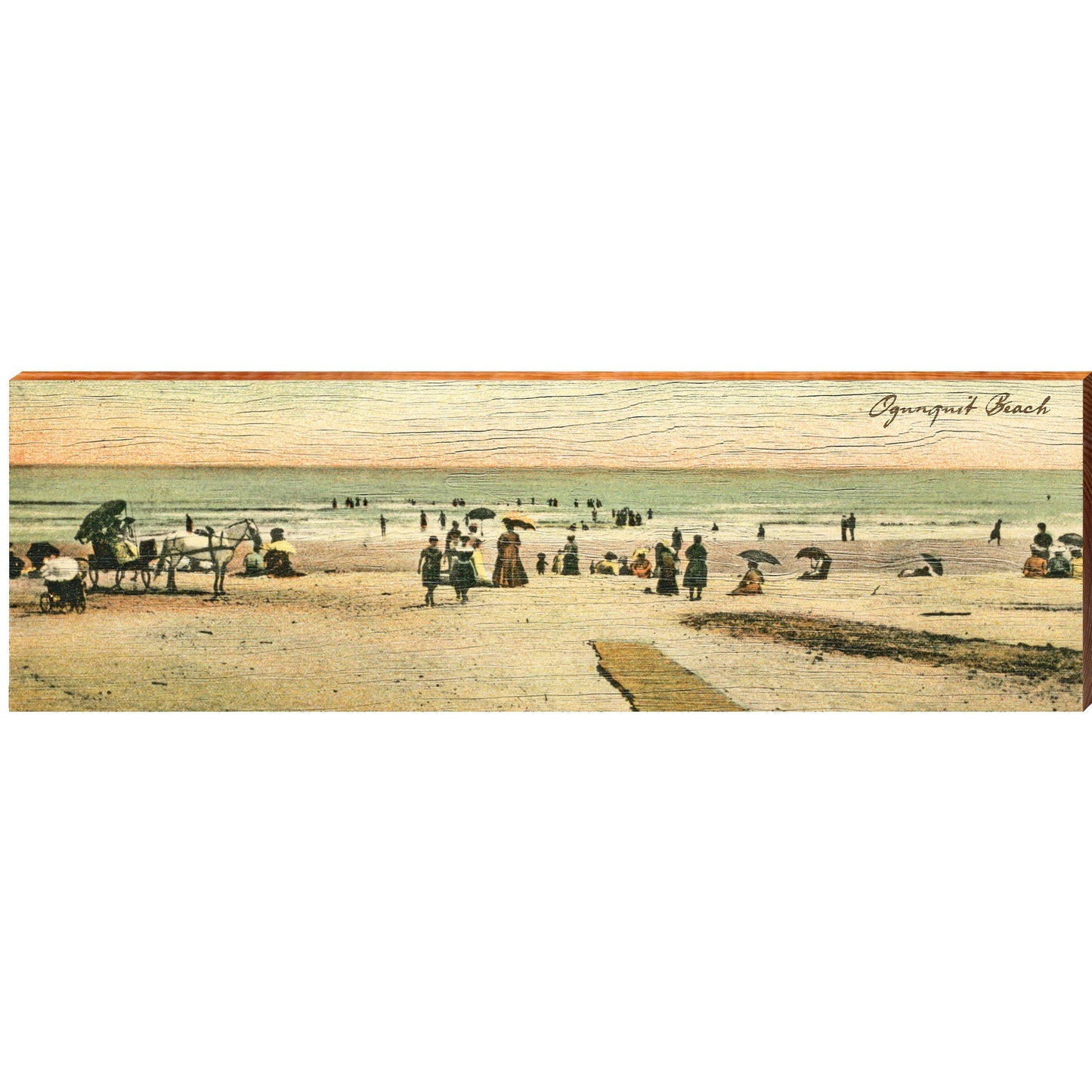 Ogunquit Beach Vintage Beach Scene SPO2 | Wall Art Print on Real Wood