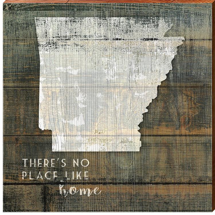 Arkansas State "There's No Place Like Home" Phrase Wooden Sign | Wall Art Print on Real Wood