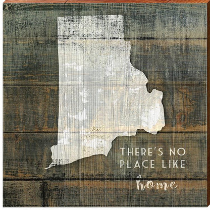 Rhode Island State "There's No Place Like Home" Phrase Wooden Sign | Wall Art Print on Real Wood