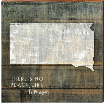 South Dakota State "There's No Place Like Home" Phrase Wooden Sign | Wall Art Print on Real Wood