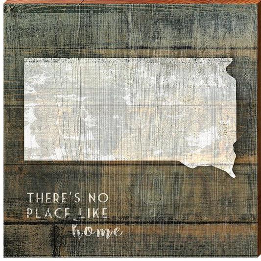 South Dakota State "There's No Place Like Home" Phrase Wooden Sign | Wall Art Print on Real Wood