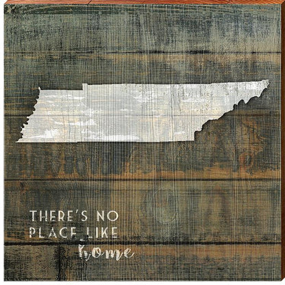 Tennessee "There's No Place Like Home" State Phrase Wooden Sign | Wall Art Print on Real Wood