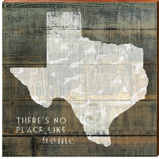 Texas State "There's No Place Like Home" Phrase Wooden Sign | Wall Art Print on Real Wood