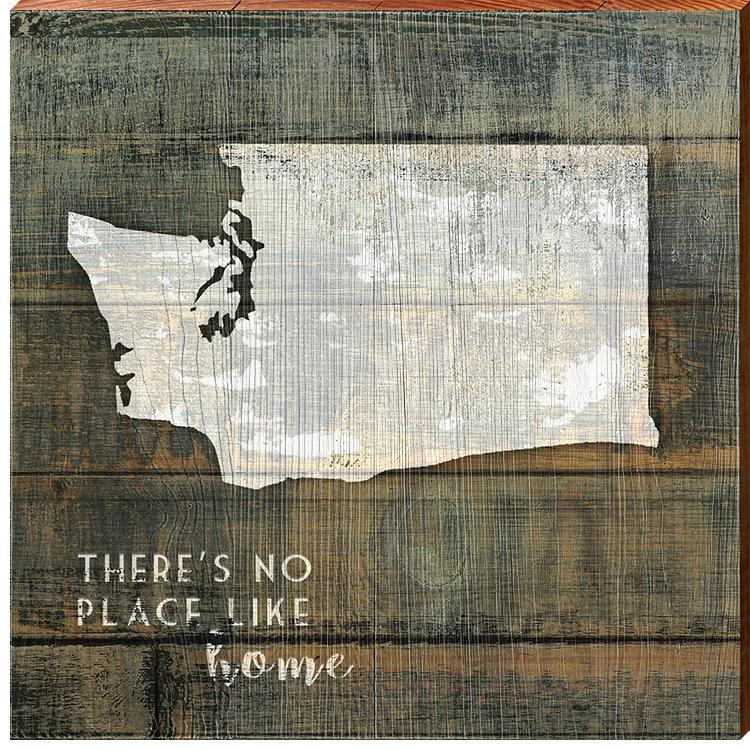 Washington State No Place Like Home Phrase Wooden Sign | Wall Art Print on Real Wood