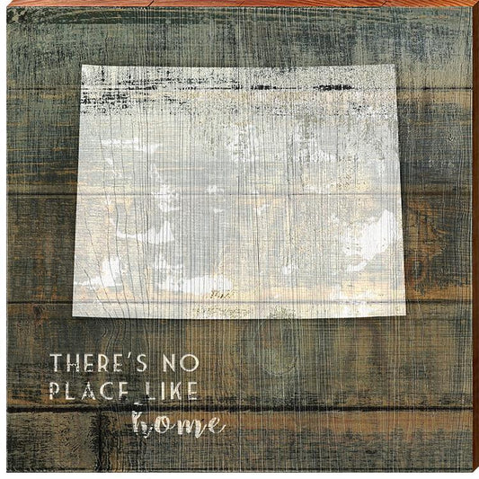 Wyoming State "There's No Place Like Home" Phrase Wooden Sign | Wall Art Print on Real Wood