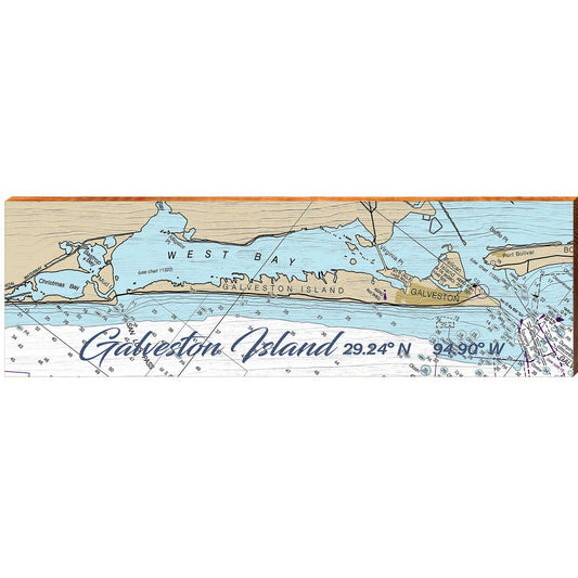 Galveston Island NOAA Chart | Wall Art Print on Real Wood