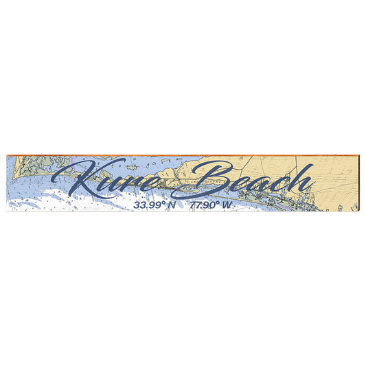 Kure Beach, North Carolina Latitude Longitude Map Wooden Sign | Wall Art Print on Real Wood