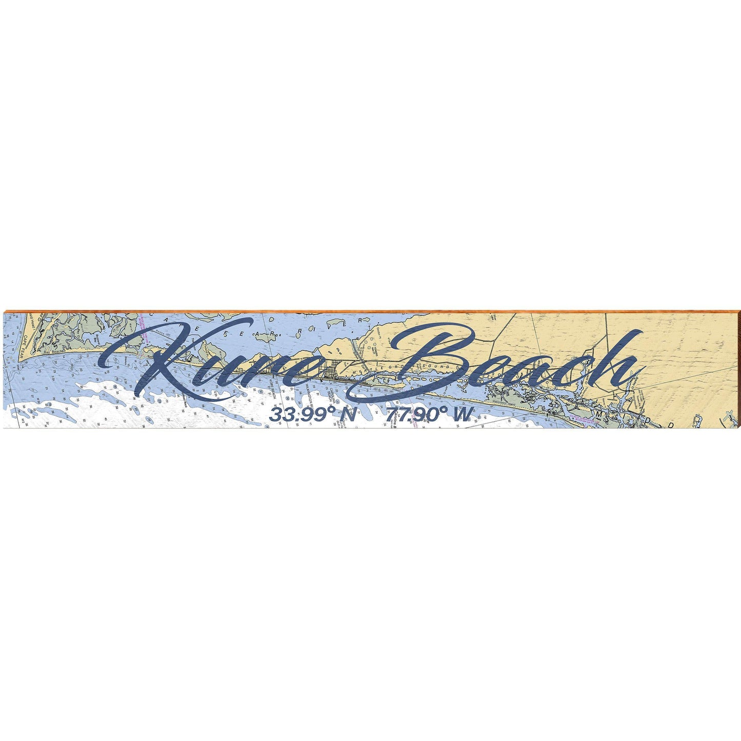Kure Beach NOAA Chart | Wall Art Print on Real Wood