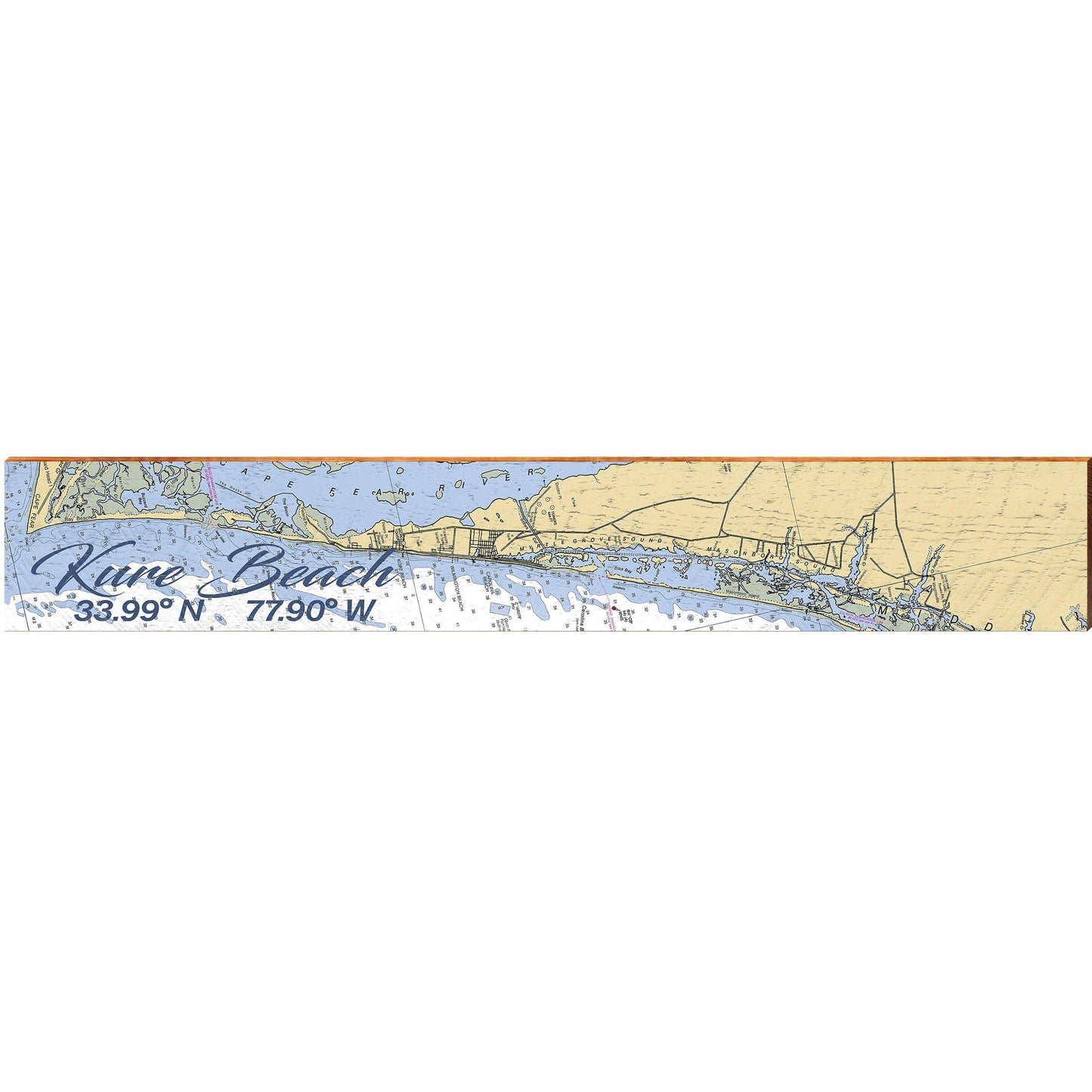 Kure Beach NOAA Chart | Wall Art Print on Real Wood
