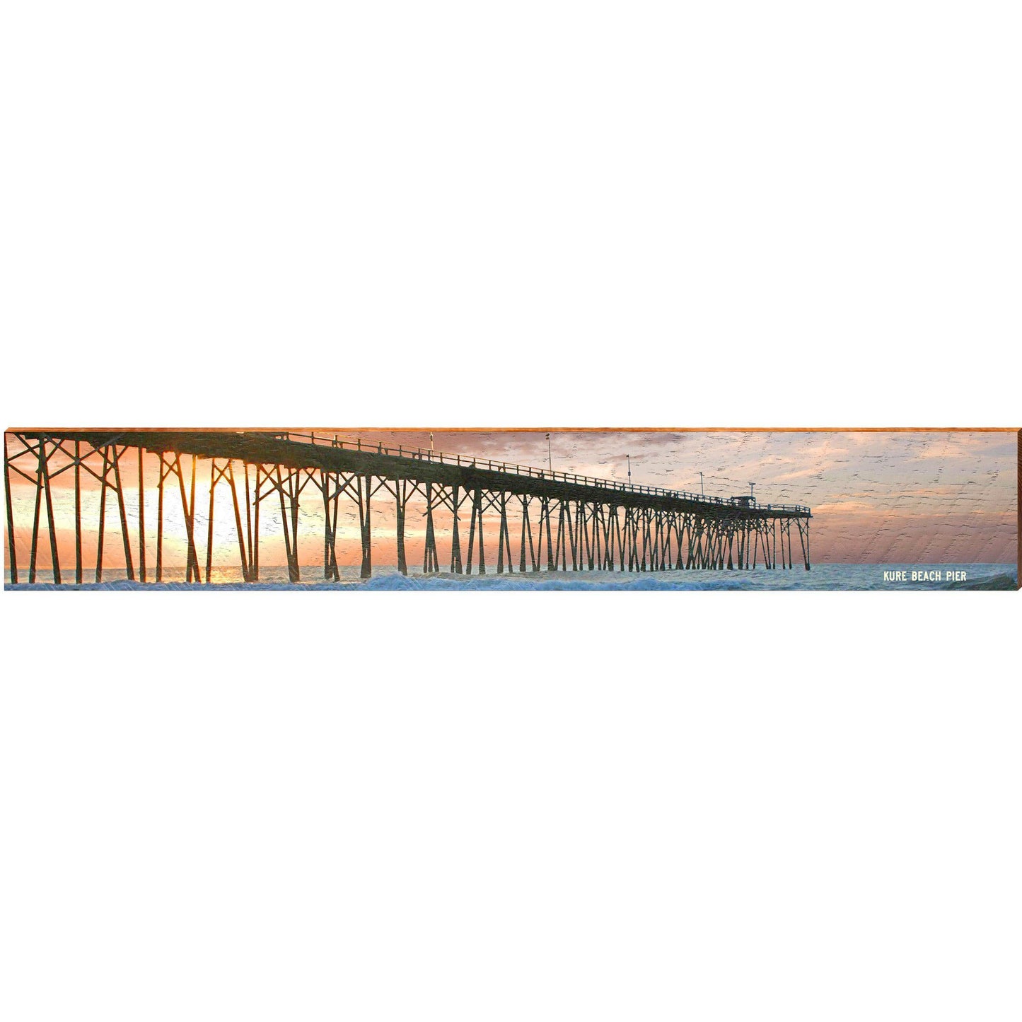 Kure Beach Pier Sunset | Wall Art Print on Real Wood