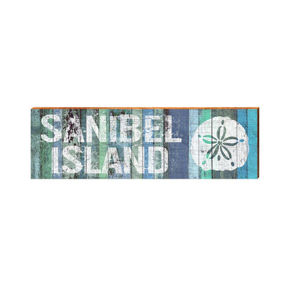 Sanible Island Sand Dollar Blue Boards | Real Wood Art Print